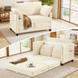 51" Loveseat Sleeper Sofa Bed, Corduroy Convertible Floor Sofa Bed for Small Spaces, Folding Couch Bed with Deep Seat, 2 Pillows & Solid Frame, Pull Out Floor Couch for Living Room, Beige