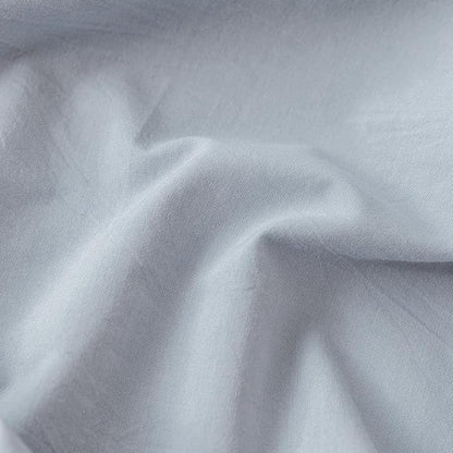 MooMee Fitted Bottom Sheet Only 100% Washed Cotton Linen Like Textured Breathable Durable Soft Comfy Deep Pocket Fits Mattress up to 17" (Cornflower Blue, Twin)