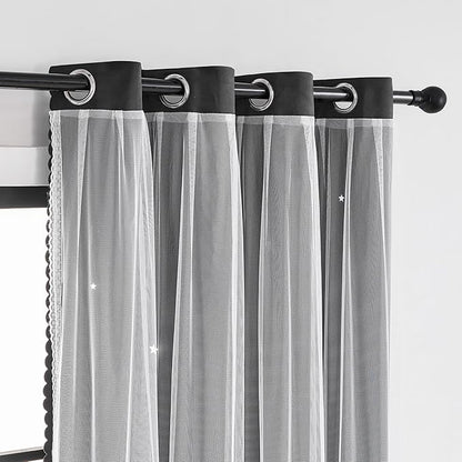 XiDi Curtains for Bedroom Decor, Rainbow Black 52/90/1