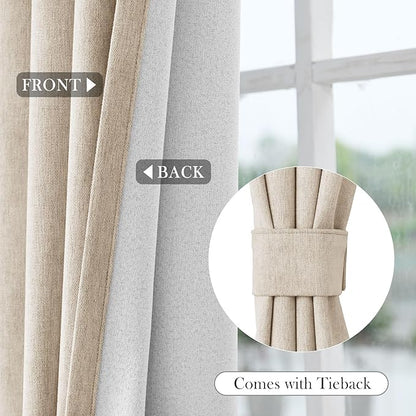 Macochico Full Blackout Curtains 84 Inches Long Insulated Noise Reducing Chenille Curtains for Living Room Bedroom Nursery Auditorium Taupe Curtains with Tieback Grommet 72" Wx84 L 1 Panel
