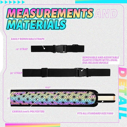 Summer Rave Fan Thigh Holster Rave Fan Holder Folding Hand Pouch Foldable Sleeves with Waist Belt for Thigh Party