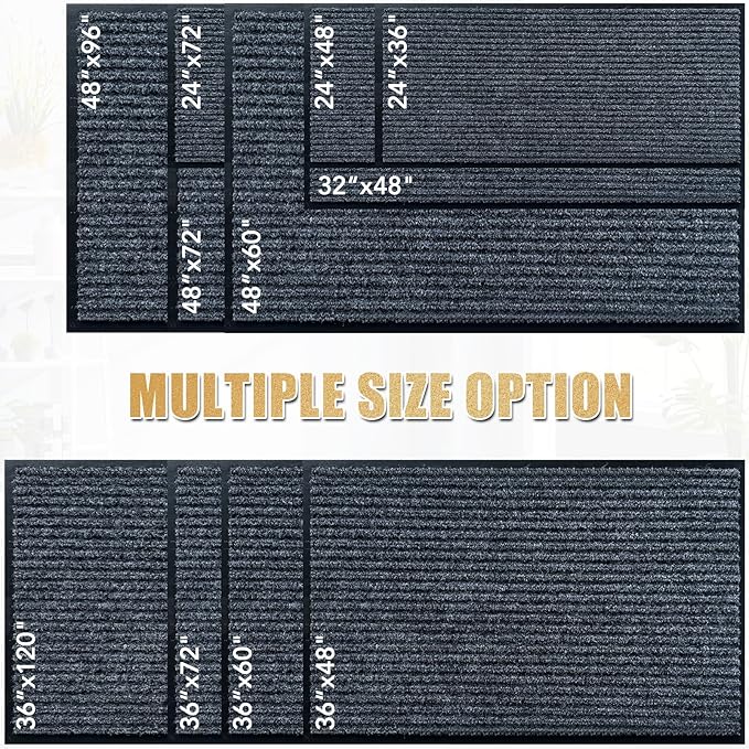 Front Door Mat,2'x6'Indoor Outdoor Door Mat,Heavy Duty Durable Welcome,Commercial Floor Mats Inside Outside Entrance, Waterproof All-Season, All-Weather Non Slip Backing Doormat for Entryway,Black