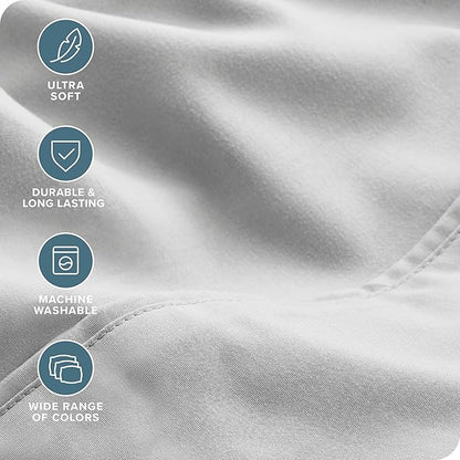 Bare Home Hotel Luxury Twin XL Sheet Set, Extra Soft - 4 Piece Set - Deep Pockets - Easy Fit - Cooling & Breathable - Wrinkle, Fade, Stain Resistant - Includes 2 Pillowcases (Twin XL, Cloud Grey)