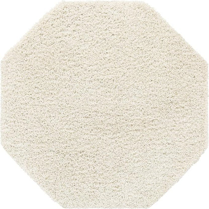 Unique Loom Solid Shag Collection Area Rug (6' 1" Octagon, Snow White)