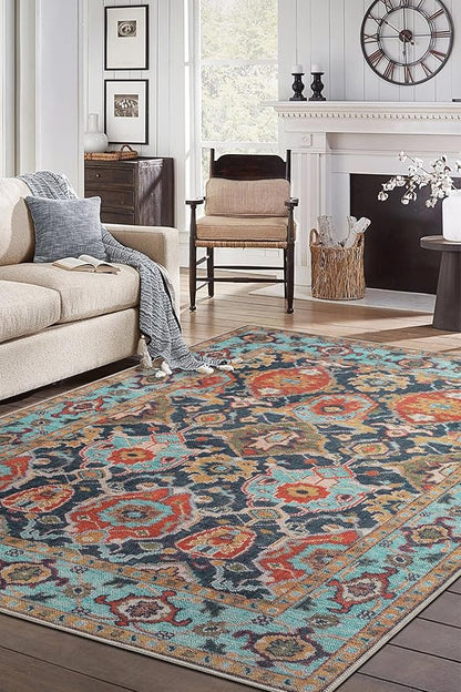 Keen Home Design 3x5 Rug - Machine Washable Entry Rug with Non-Slip Backing, Ideal for Enteryway, Kitchen, Bathroom, Laundry Room - Vintage, Easy Clean, Durable, Low Pile Rug - (3' x 5')