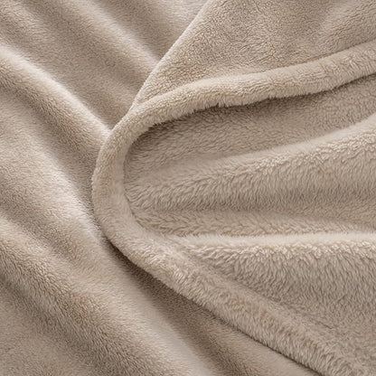 Luxury Fleece Warm Blanket, Soft Lightweight Velvety Plush Blanket for Sofa and Bed, Cozy Comfy for All Seasons(Grain, 90×90 Inches)