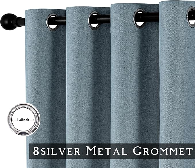 ChrisDowa 100% Blackout Blue Solid Curtains 72 Inches Long 2 Panels for Bedroom Living Room,Farmhouse Room Darkening Thermal Insulated Soundproof Grommet Top Window Treatment Drapes,52x72