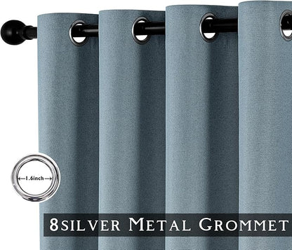 ChrisDowa 100% Blackout Blue Solid Curtains 72 Inches Long 2 Panels for Bedroom Living Room,Farmhouse Room Darkening Thermal Insulated Soundproof Grommet Top Window Treatment Drapes,52x72
