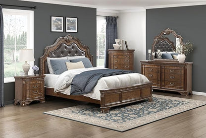 HKHUASEN Traditional Nightstand with 2 Drawers, Dark Brown Finish, Elegant Design for Bedroom Storage and Formal Bedside Cabinet