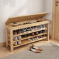 Shoe Rack Bench Seat Rubberwood 3-Tier Wooden Storage Bench 550lbs Compact Mid-Century Modern Design for Entryway, Hallway, Closet, Front Door Entrance, Foyer