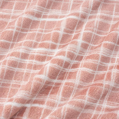 Berkshire Blanket-Classic Heavyweight Soft Printed VelvetLoft® Plush Throw Blanket, Cozy and Fuzzy, Watercolor Plaid Blush, 50in x 70in