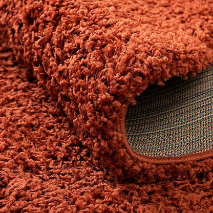 Unique Loom Solid Shag Collection Area Rug (3' 3" Round, Terracotta)