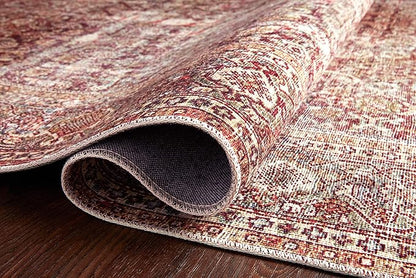 Loloi Layla Collection LAY-11 Cinnamon/Sage 7'-6" x 9'-6" .13" Thick Area Rug, Soft, Durable, Vintage Inspired, Distressed, Low Pile, Non-Shedding, Easy Clean, Printed, Living Room Rug