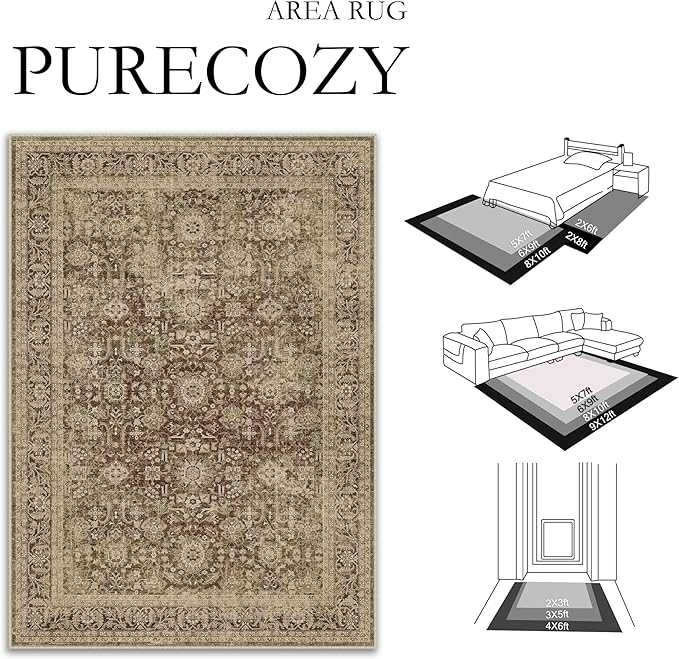 Brown 2x3 Entryway Area Rug Machine Washable Doormat Kitchen Vintage Distressed Non Slip Carpet Indoor Traditional Floral Accent Throw Small Rug for Bathroom Office Bedroom Living Dining Room