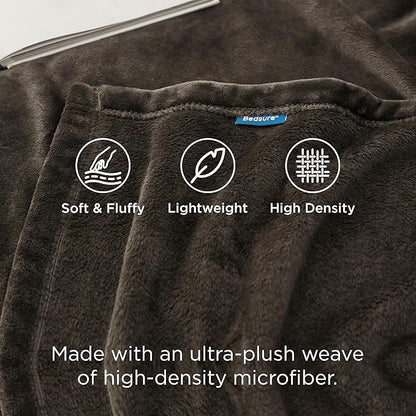 Bedsure GentleSoft Fleece Throw XL Blanket Brown - 300GSM Soft Lightweight Plush Cozy Blankets for Bed, Sofa, Couch, Travel, Camping, 50x70 inches