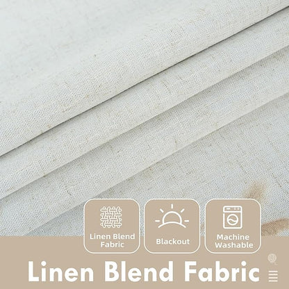 DriftAway Double Layer Linen Blackout Tie Up Curtains Thermal Insulated Fully Lined Balloon Roman Shade Bathroom Window Adjustable Rod Pocket for Small Window 25 Inch by 47 Inch Light Linen