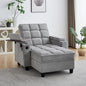 41.7" Oversized Chaise Lounge Chair Indoor, Boucle Upholstered Sofa Bed with Adjustable Backrest, Deep Seat Reading Chair, Sofas Couches for Living Room, Storage, Cup Holders & 360° Swivel Side Table | Oversized chaise, Indoor lounge chair, Convertible...