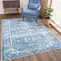 Bloom Rugs Washable Non-Slip 4' x 6' Rug - Blue Traditional Area Rug for Living Room, Bedroom, Dining Room, and Kitchen - Exact Size: 4' x 6'