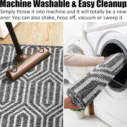 Indoor Doormat 32"x 48", Absorbent Front Back Door Mat Floor Mats, Rubber Backing Non Slip Door Mats Inside Mud Dirt Trapper Entrance Door Rug Carpet, Machine Washable Low Profile-Black Time Cloister