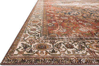 Loloi Layla Collection LAY-05 Ocean/Multi 2'-3" x 3'-9" .13" Thick Accent Rug, Soft, Durable, Vintage Inspired, Distressed, Low Pile, Non-Shedding, Easy Clean, Printed, Living Room Rug