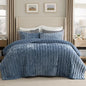 Bedsure Velvet Quilt King Size Set - 108"x96" Lightweight Velvet Comforter King, Oversized Luxury Bedspread Coverlet, Ultra-Soft Winter Bedding Set with 2 Pillow Shams, Blue