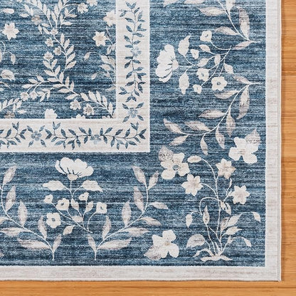 Gertmenian Indoor Boho Area Rug | Home Decor for Entryway, Bedroom, Living Room, Office, Kitchen | Non Slip, Soft, Printed Accent Rugs | Vela, Navy, 6x9 Medium, 24618