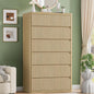 Fluted 6 Drawers Dresser for Bedroom, 56" Tall Modern Chest of Drawers with Curved Profile, Wooden Dressers Drawer Closet Clothes Storage Organizer for Living Room, Hallway, Natural