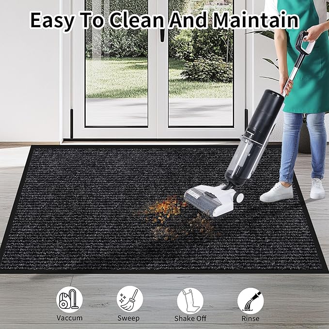 Front Door Mat Indoor Outdoor Entrance, 36" x 72" All-Season Heavy Duty Waterproof Doormat, Non-Slip Absorbent Entryway Mat, Easy to Clean, Low Profile Commercial Floor Mat for Indoor Outdoor