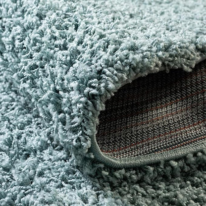 Unique Loom Solid Shag Collection Area Rug (6' 1" Round, Light Slate Blue)