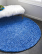 Unique Loom Solid Shag Collection Area Rug (3' 3" Round, Periwinkle Blue)