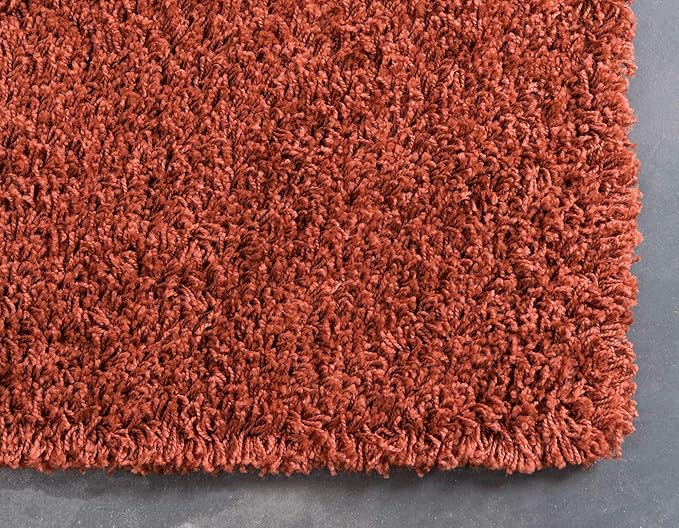 Unique Loom Solid Shag Collection Area Rug (8' x 11' Rectangle, Terracotta)