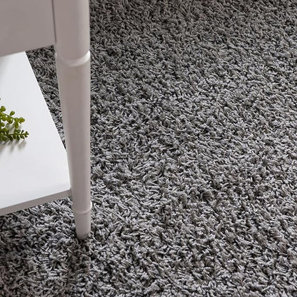 Unique Loom Solid Shag Collection Area Rug (8' x 10' Oval, Cloud Gray)