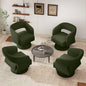 Swivel Accent Chair Set of 4, Modern Comfy Teddy Barrel Chairs, Oversized Upholstered Round Arm Chair for Living Room, Bedroom, Reading Room, Green