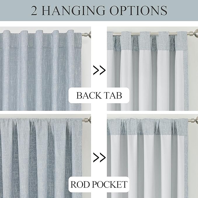 Vision Home Chambray Blue Full Blackout Curtains for Bedroom Living Room Darkening Window Treatment Panels Thermal Insulated Rod Pocket Back Tab Modern Soundproof Blue Drapes 2 Panels 50" Wx108 L