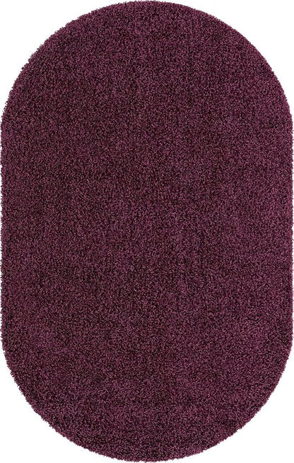 Unique Loom Solid Shag Collection Area Rug (5' 1" x 8' Oval, Eggplant Purple)