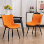 YOUTASTE Dining Chairs Set of 2, Mid Century Modern Upholstered Faux Leather Kitchen Room Chairs, with Black Metal Legs, Armless Accent Chair for Living Room, Bedroom, Vanity, Orange