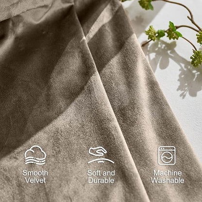 Lazzzy Velvet Blackout Curtains Thermal Insulated Room Window Drapes Super Soft Luxury Curtains for Living Room Bedroom Rod Pocket 2 Panels, Light Taupe, 52" W x 84" L