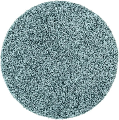 Unique Loom Solid Shag Collection Area Rug (3' 3" Round, Light Slate Blue)