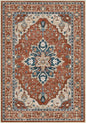 Area Rugs 2'x3' Washable Non-Slip, Floral Vintage Distress Print Pattern Medallion Carpet for Living Room Bedroom Dining Room, Red Orange Blue Brown