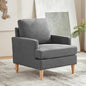 VKNOW Mid-Century Accent Chair, No Tools Assembly Required, Modern Upholstered Polyester Armchair for Living Room,Comfy Reading Accent Chairs with Wood Legs for Bedroom, Dark Grey