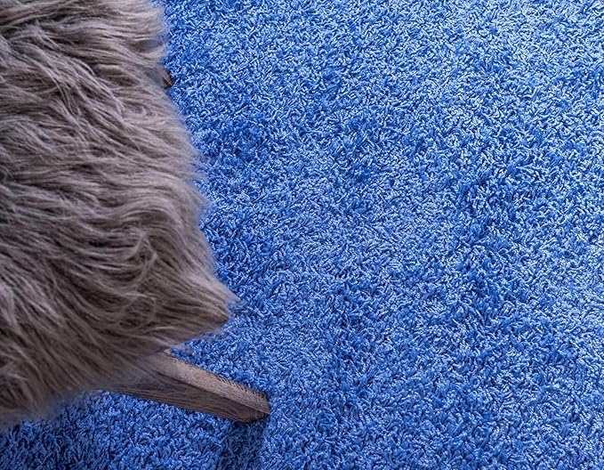 Unique Loom Solid Shag Collection Area Rug (10' x 13' 1" Rectangle, Periwinkle Blue)