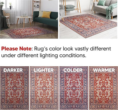 Keen Home Design 2x12 Rug - Machine Washable Runner Rug with Non-Slip Backing, Ideal for Hallway, Entryway, Kitchen, Laundry Room - Vintage, Easy Clean, Durable, Low Pile - (2'6" x 12')