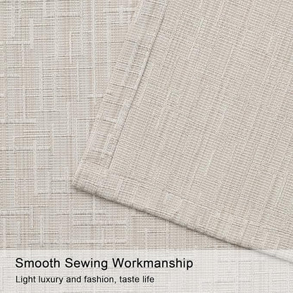 Jacquard Linen Curtains 63 inch Length 2 Panels Thick Faux Linen Blended Window Drapes Burlap Textured Curtains with Grommet for Living Room Bedroom Farmhouse (42x63 Beige) Natural