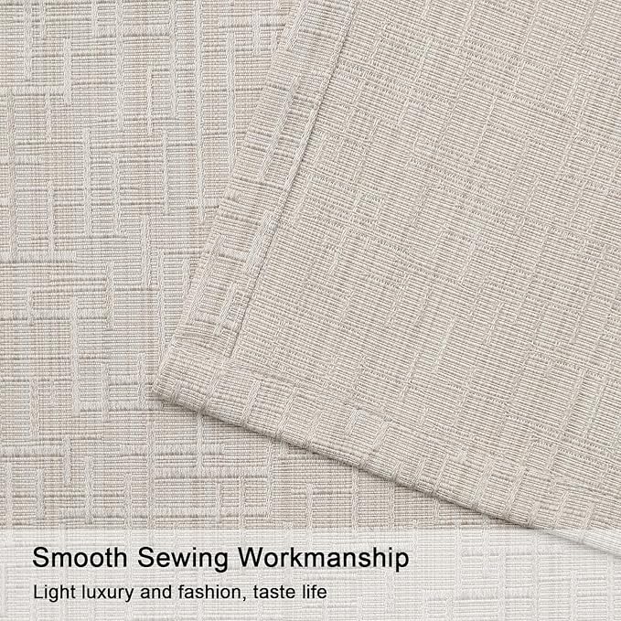 Linen Curtains 188 inch Length 2 Panels for High Ceiling Extra Long Thick Faux Linen Window Drapes Burlap Textured Curtains with Grommet for 2 Story High Living Room (52x188 Beige)