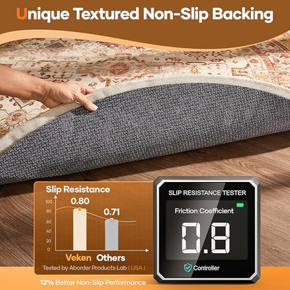 Veken 5 Ft Round Non Slip Cushioned Rug Pad Gripper, Felt and Silicone Backing, 1/4 inch Thick Carpet Liner for Hardwood Floors and Finishes, Under Area Rugs Anti Skid Mat, Keep Rugs Safe and in Place