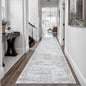 Runner Rug 2'6" x 12' Washable Non-Slip Runner Rugs for Kitchen Bathroom Laundry Room Vintage Ultra Thin Runners for Hallway Entryway Grey