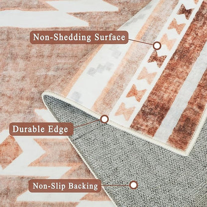 Runner Rug 2x10 Machine Washable Rug with Non-Slip Backing, Ideal for Kitchen Hallway Entryway Laundry Room - Western Style, Durable, Easy Clean, Low Pile Carpet Runner, Camel