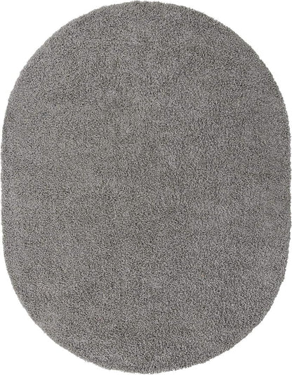 Unique Loom Solid Shag Collection Area Rug (8' x 10' Oval, Cloud Gray)