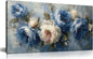 JuhaiArt Peony Floral Wall Art Bedroom Blue Wall Decor White Wall Picture Flower Artwork for Living Room Office 20" x 40"