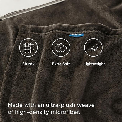 Bedsure GentleSoft Fleece Blanket Twin Size Brown - 300GSM Lightweight Plush Fuzzy Cozy Soft Warm Blanket for Bed, Sofa, Couch, Travel, Camping, 60x80 inches